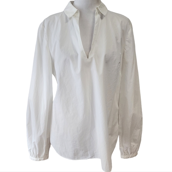 Reiss White Veronica Long Sleeved Classic V-Neck Blouse Size 8 - Picture 2 of 14